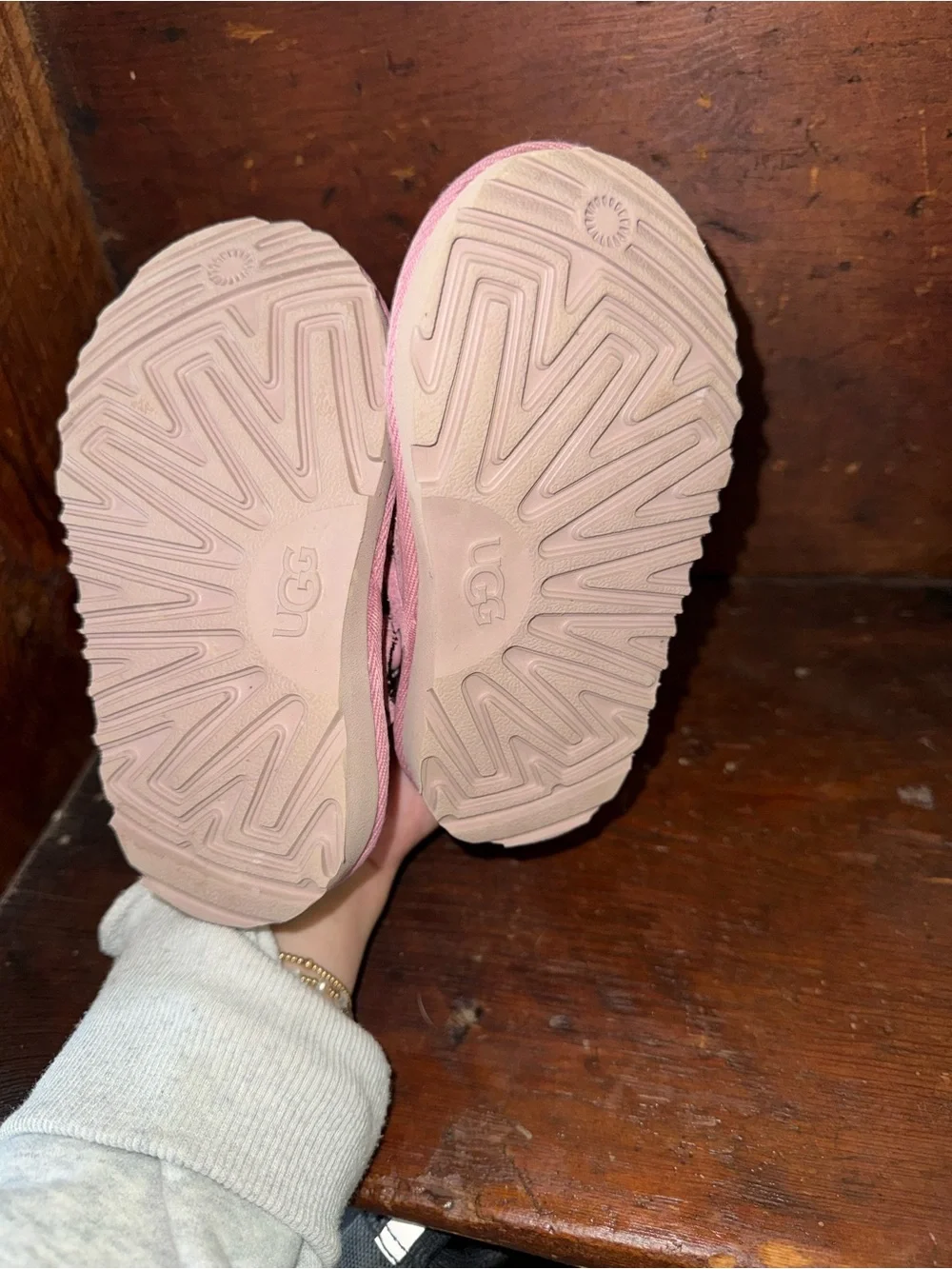 UGG Kids Pink Suede Backstrap Clog Sandals